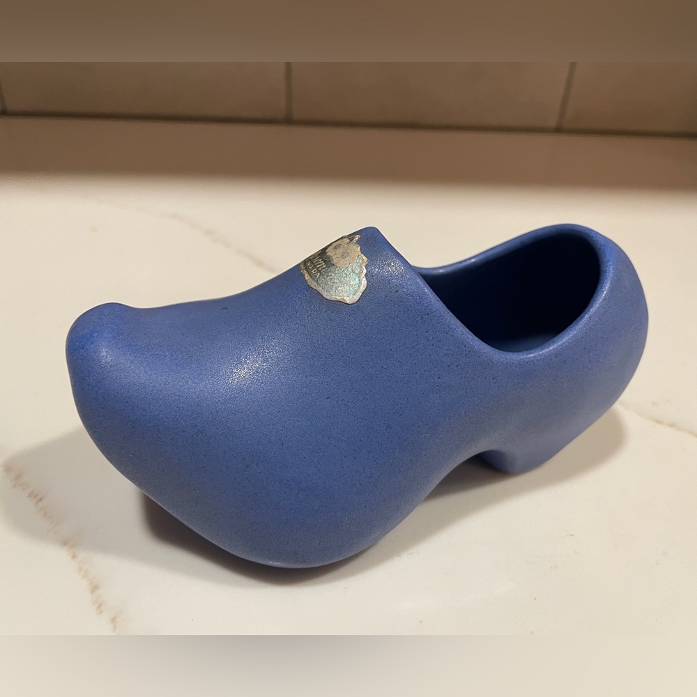 Rosemeade Clog Shoe Planter Blue Glaze